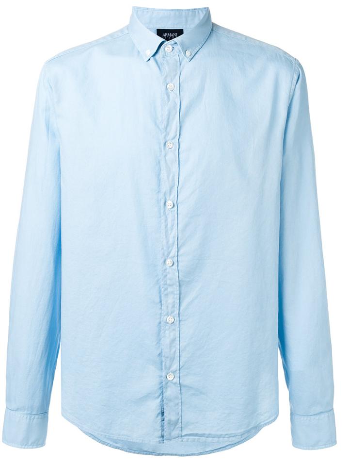 Armani Jeans Button Down Collar Shirt, Men's, Size: Xxl, Blue, Cotton
