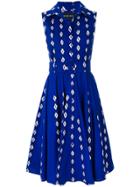 Samantha Sung Printed Belted Waist Dress - Blue