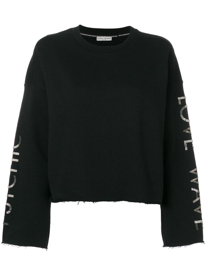 Each X Other Embellished Sleeve Raw Sweatshirt - Black