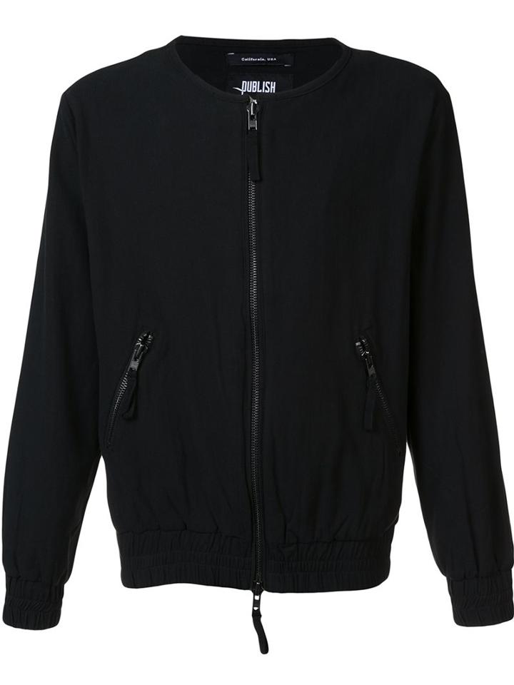 Publish Collarless Bomber Jacket, Men's, Size: Medium, Black, Cotton
