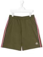 Moncler Kids - Side Stripes Casual Shorts - Kids - Cotton - 14 Yrs, Green
