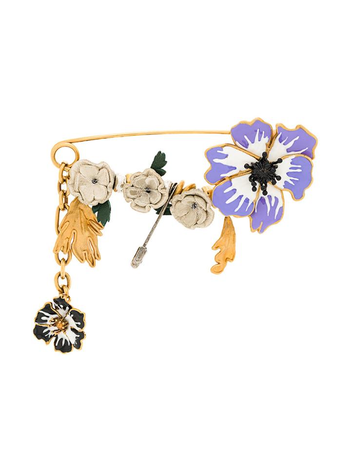 Sonia Rykiel Anemone Floral Pin - Metallic