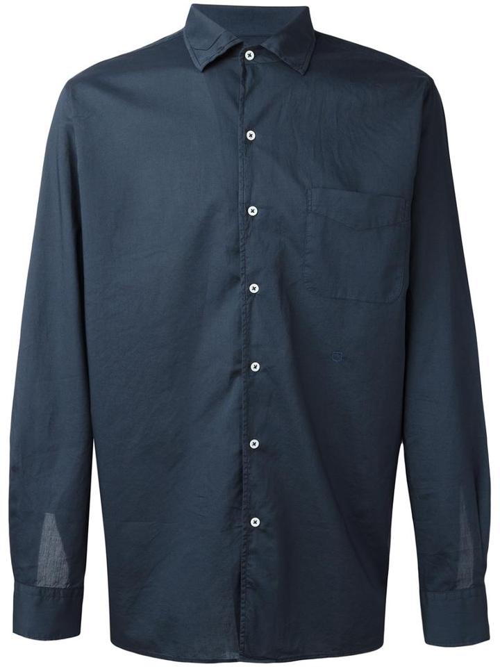Massimo Alba Plain Shirt, Men's, Size: Small, Blue, Cotton