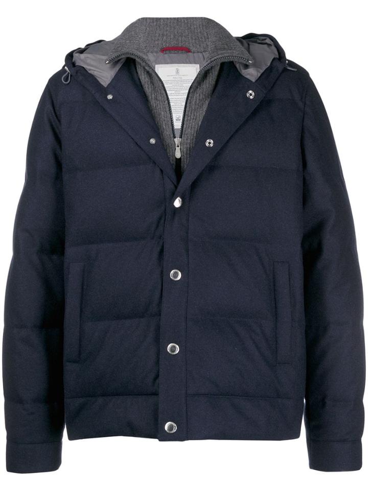 Brunello Cucinelli Layered Padded Jacket - Blue