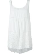 P.a.r.o.s.h. Embroidered Tank Top, Women's, Size: Medium, White, Silk/cotton