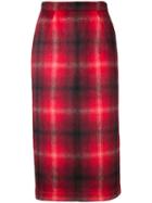 Nº21 Checked Pencil Skirt - Red