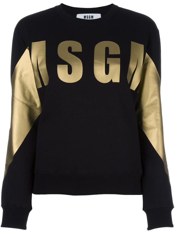 Msgm Logo Print Sweatshirt, Women's, Size: Xs, Black, Cotton