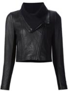 Yigal Azrouel Cropped Biker Jacket, Women's, Size: 8, Black, Leather