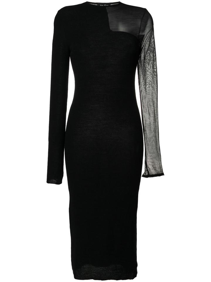 Andrea Ya'aqov Sheer Panel Slim-fit Dress - Black