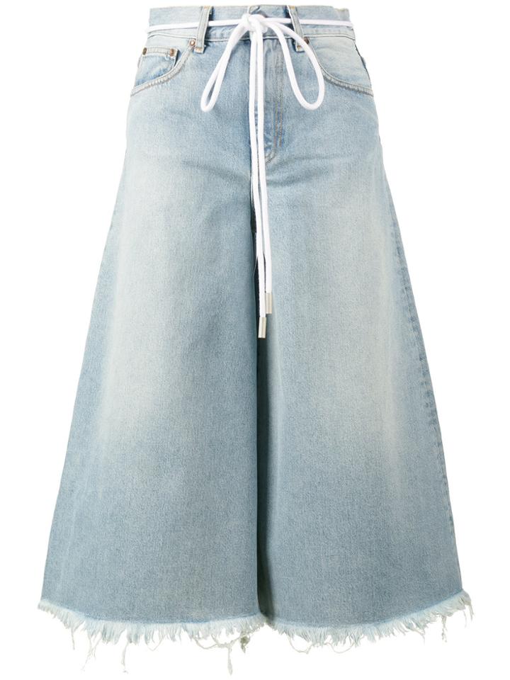 Off-white Rope Belt Blue High Waisted Culotte Jeans