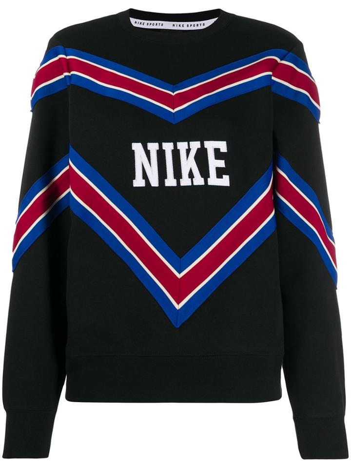 Nike Stripe Patterned Logo Patch Sweatshirt - Black