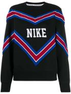 Nike Stripe Patterned Logo Patch Sweatshirt - Black