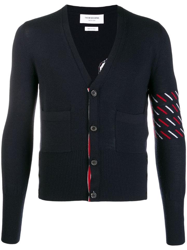 Thom Browne Duck Intarsia V-neck Cardigan - Blue