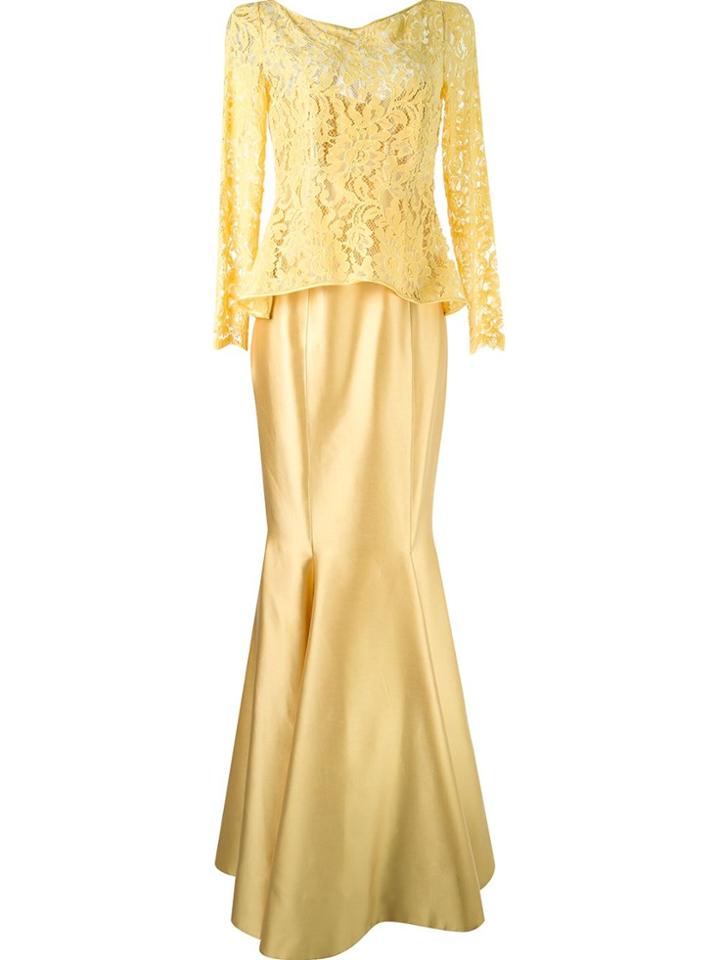 Martha Medeiros Lace Top Gown - Yellow & Orange