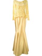 Martha Medeiros Lace Top Gown - Yellow & Orange