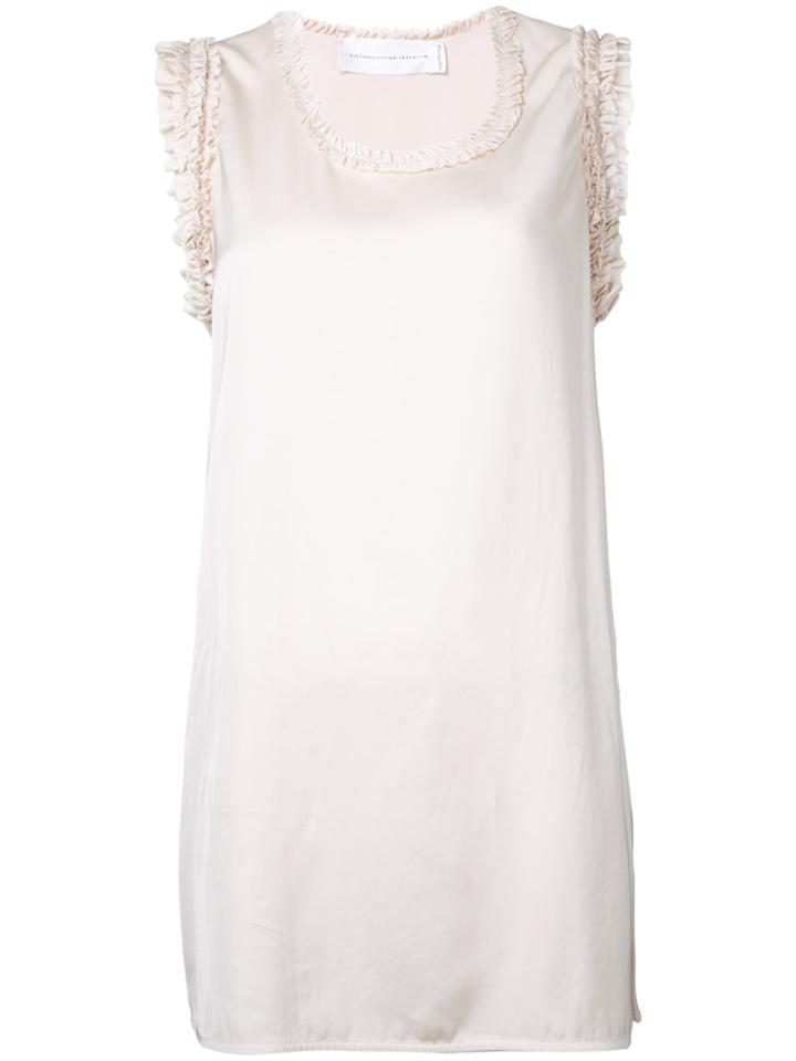 Victoria Victoria Beckham Ruffled Trim Vest - Pink & Purple