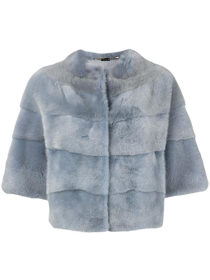 Manzoni 24 Short-sleeve Fur Jacket - Blue