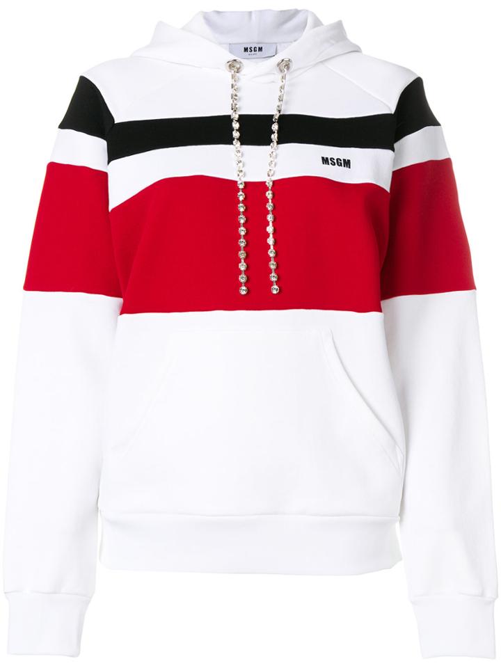 Msgm Colour Block Hooded Sweatshirt - White
