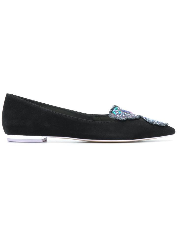 Sophia Webster Bibi Butterfly Embroidered Flats - Black