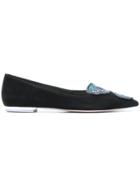 Sophia Webster Bibi Butterfly Embroidered Flats - Black