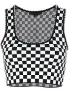 Alexander Wang - Check Cropped Top - Women - Nylon/spandex/elastane/viscose - S, Black, Nylon/spandex/elastane/viscose