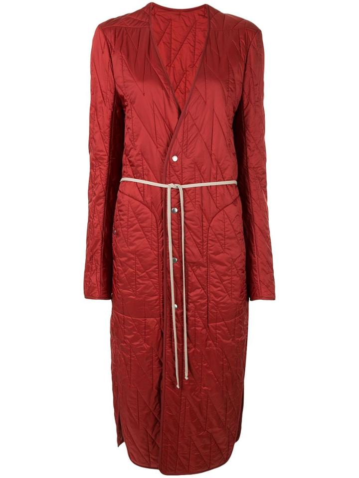 Rick Owens Quilted Single Breasted Coat - Red