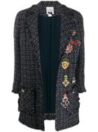 Edward Achour Paris Metallic Threaded Woven Coat - Blue