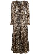 Ganni Dufort Silk Leopard Print Wrap Dress - Brown