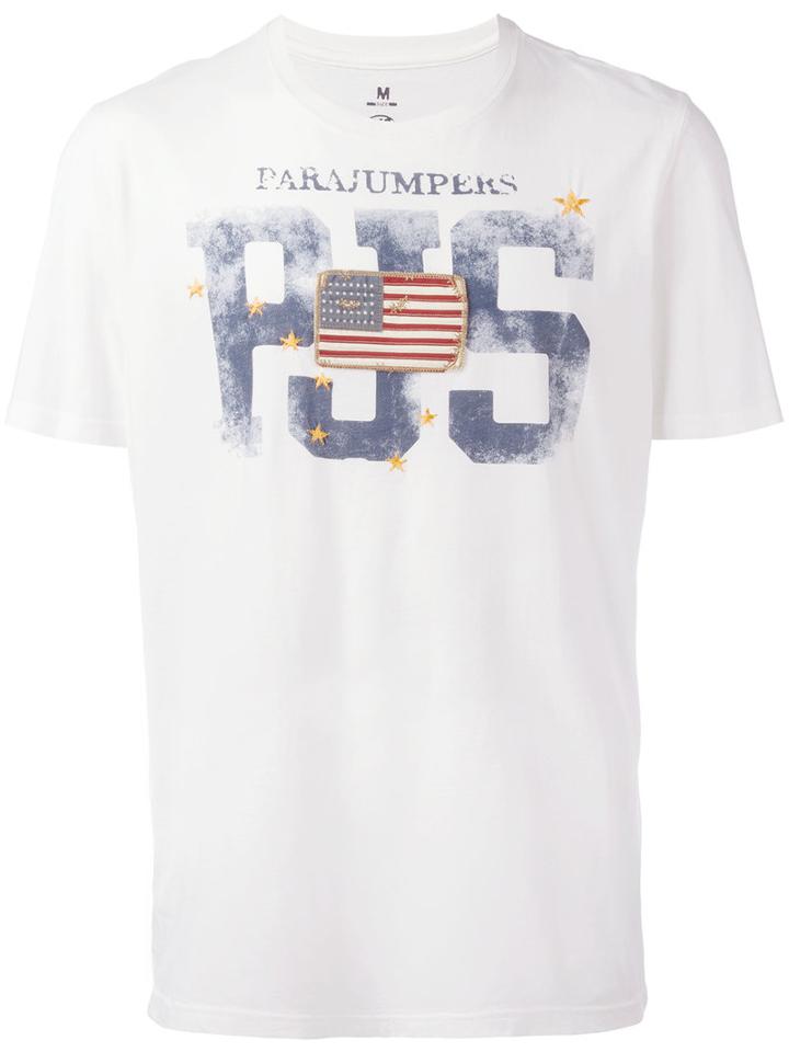 Parajumpers Flag Patch T-shirt, Men's, Size: Medium, White, Cotton