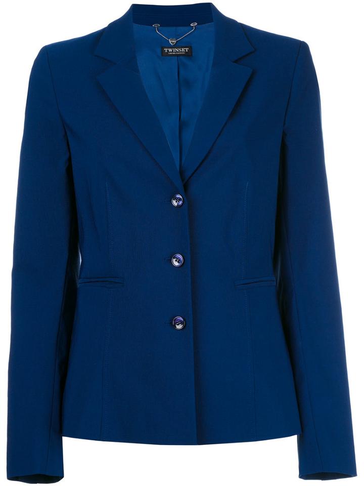 Twin-set Classic Blazer, Women's, Size: 38, Blue, Viscose/polyamide/spandex/elastane/acetate