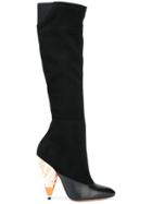 Givenchy Painted Heel Knee High Boots - Black