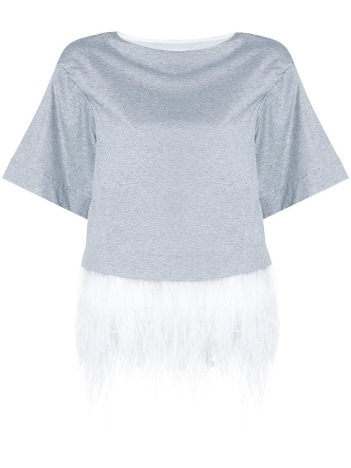 Le Ciel Bleu - Feather Top - Women - Cotton/feather - 36, Grey, Cotton/feather