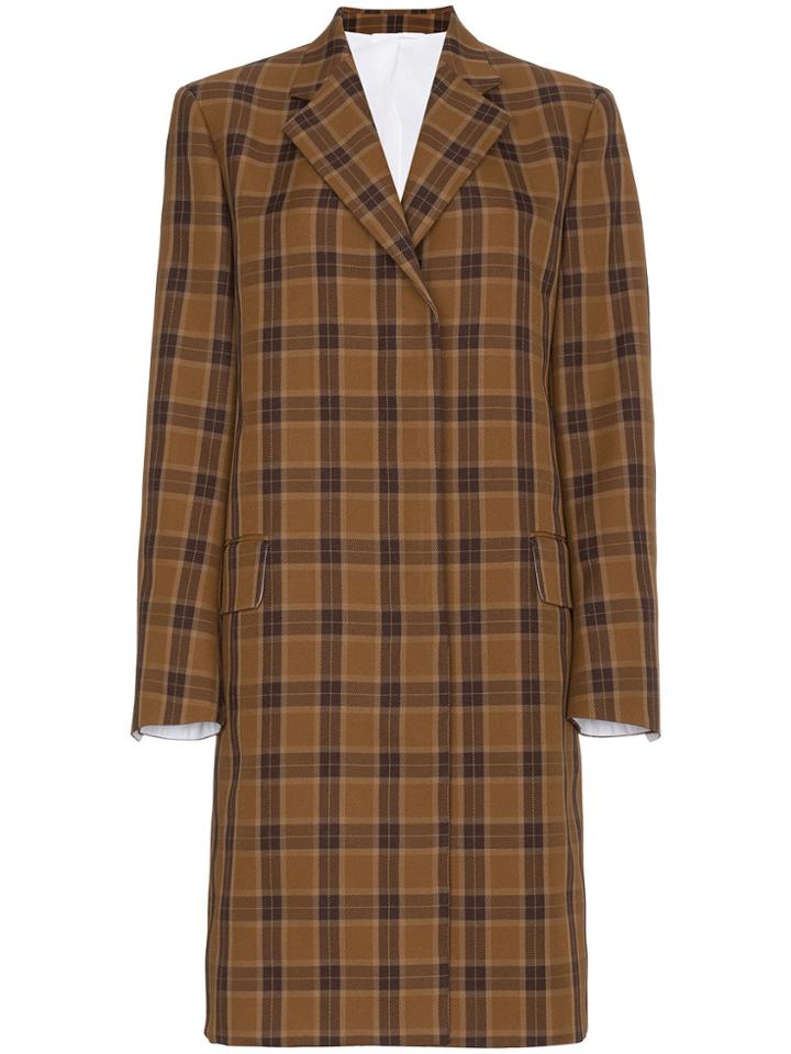 Calvin Klein 205w39nyc Single-breasted Check Coat - Brown