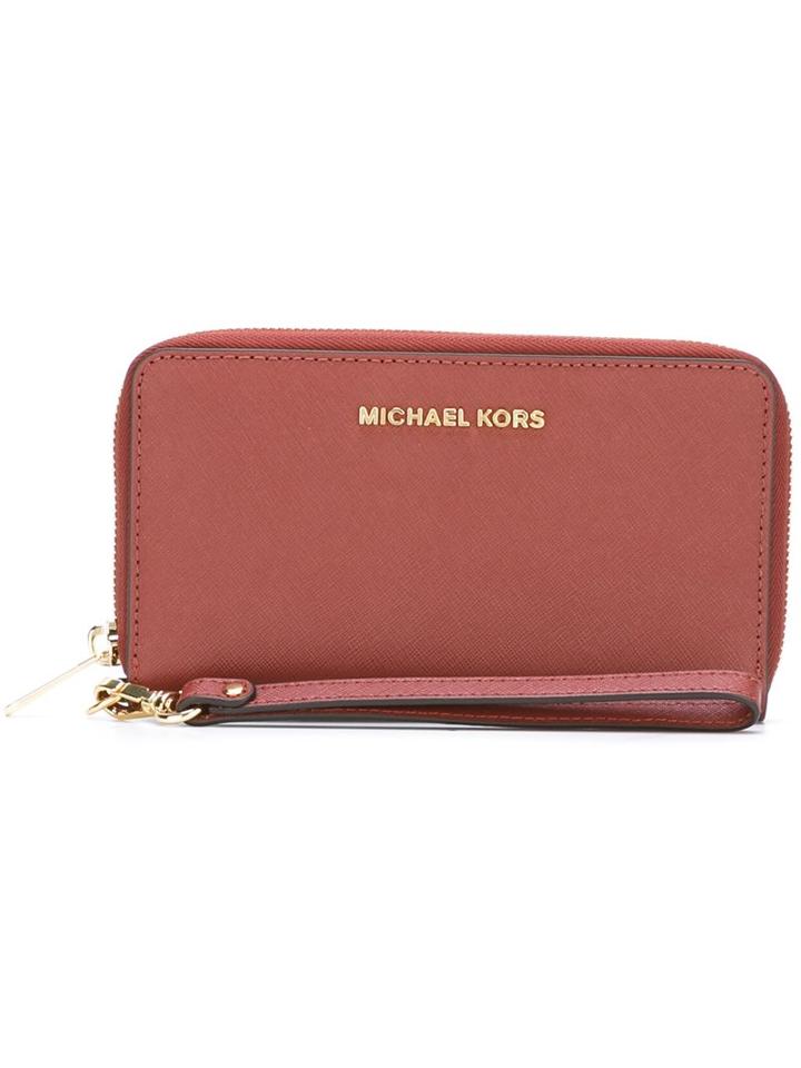 Michael Michael Kors 'jet Set Travel' Wristlet, Women's, Red, Leather