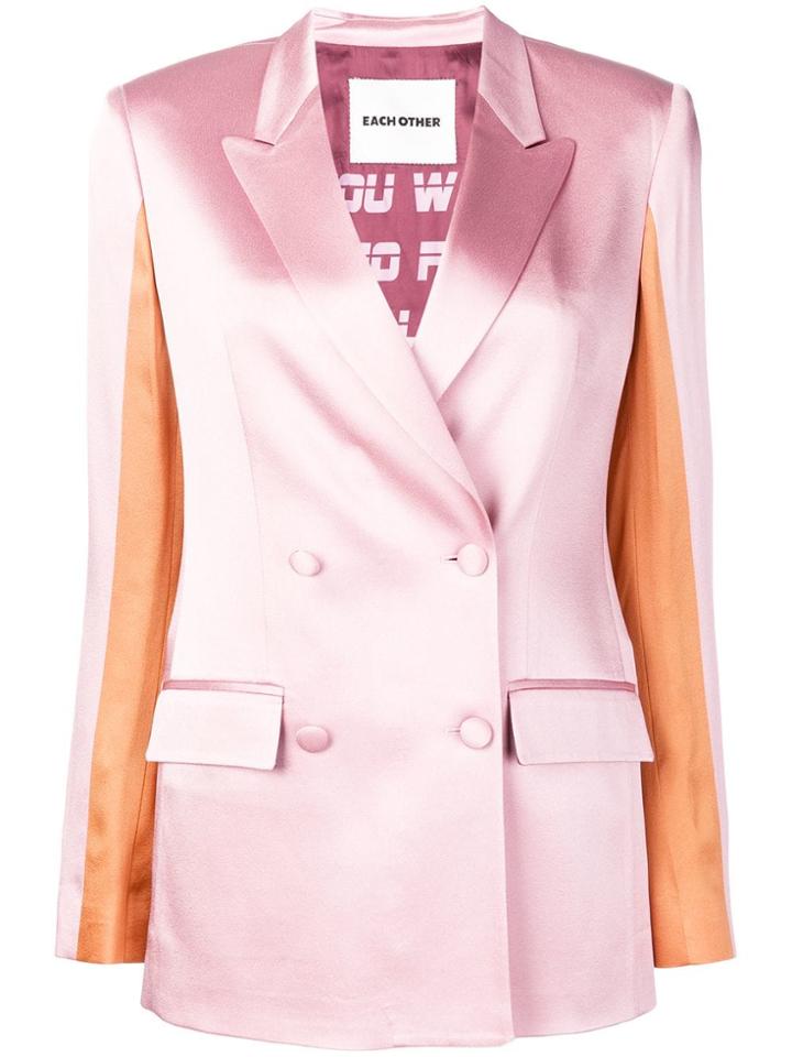 Each X Other Colour Block Satin Blazer - Pink