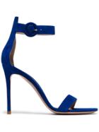Gianvito Rossi Blue 105 Ankle Strap Suede Sandals