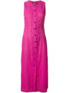 House Of Holland Buttoned Embroidered Dress, Women's, Size: 10, Pink/purple, Cotton/polyester