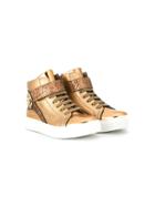 Roberto Cavalli Junior Teen Metallic Hi-top Sneakers - Gold