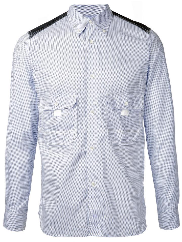 Junya Watanabe Comme Des Garçons Man Multi-prints Button-down Shirt, Men's, Size: Xl, Blue, Cotton/metallic Fibre