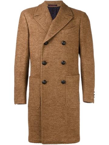 The Gigi 'alya' Double-breasted Coat, Men's, Size: 48, Brown, Cotton/cupro/alpaca/virgin Wool