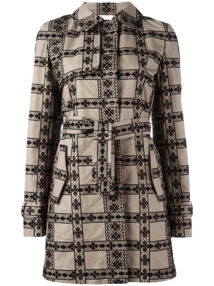 Giamba Floral Panelled Coat, Women's, Size: 44, Nude/neutrals, Cotton