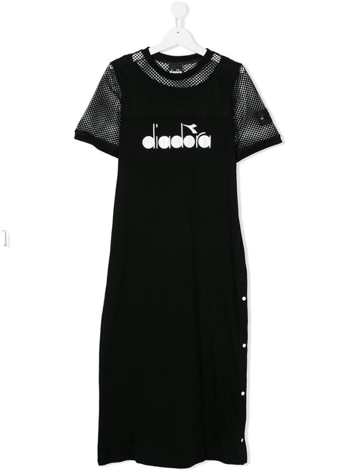 Diadora Junior Teen Mesh Panel T-shirt Dress - Black