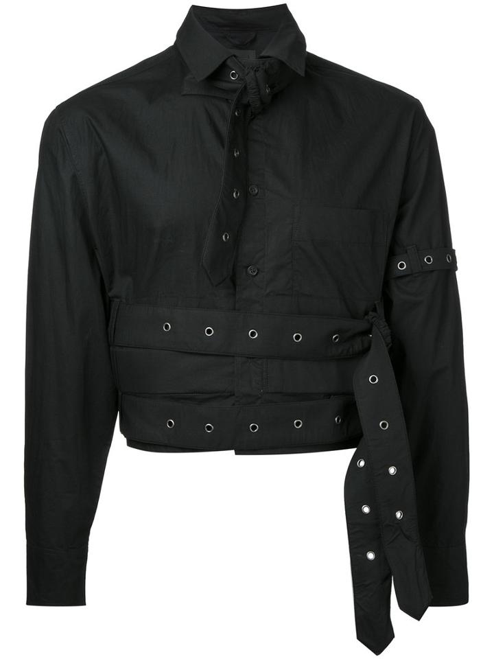 Craig Green Cropped Eyelet Studded Shirt, Men's, Size: Small, Black, Cotton