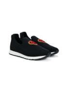 Dolce & Gabbana Kids Teen Heart Motif Sneakers - Black