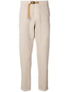 White Sand Belted Slim-fit Trousers - Neutrals