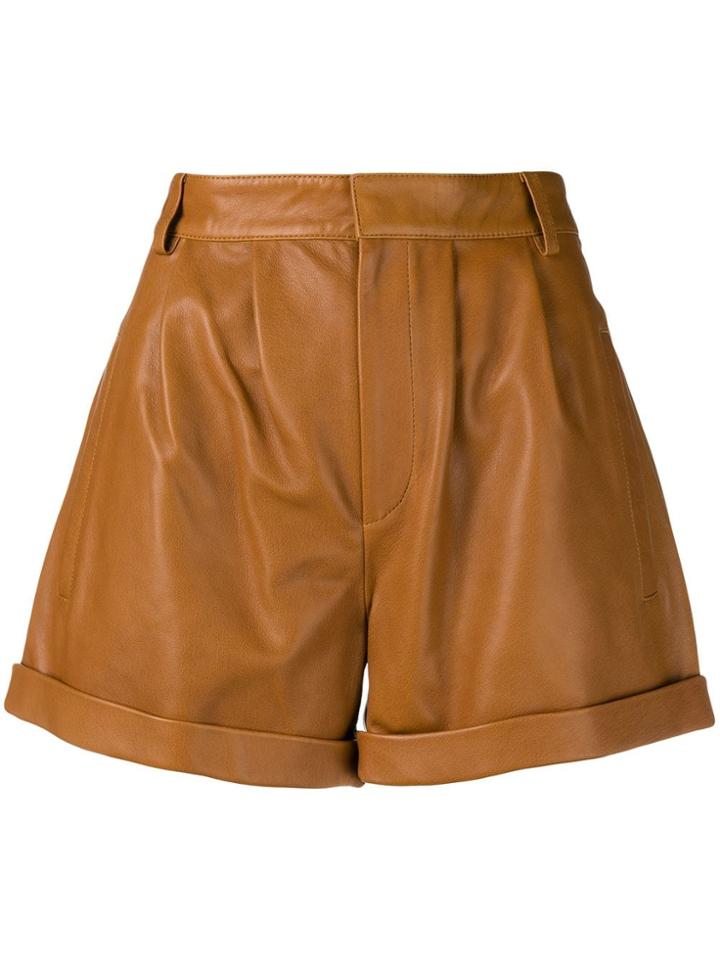 Federica Tosi Leather Shorts - Brown