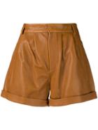 Federica Tosi Leather Shorts - Brown