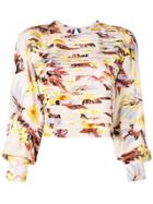 Dvf Diane Von Furstenberg Cropped Pleated Front Blouse - Nude &