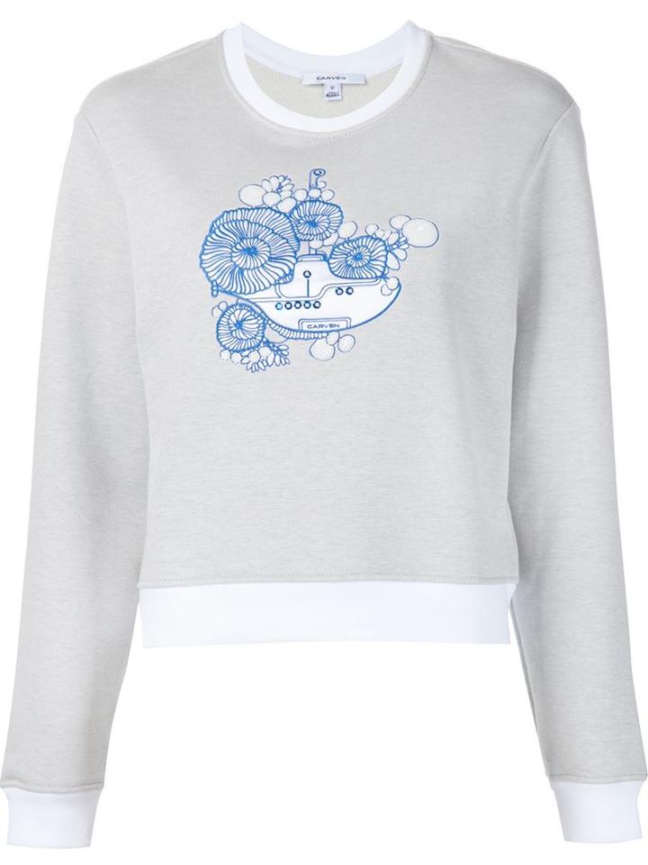 Carven Submarine Embroidery Jumper, Women's, Size: Medium, Grey, Cotton/polyester