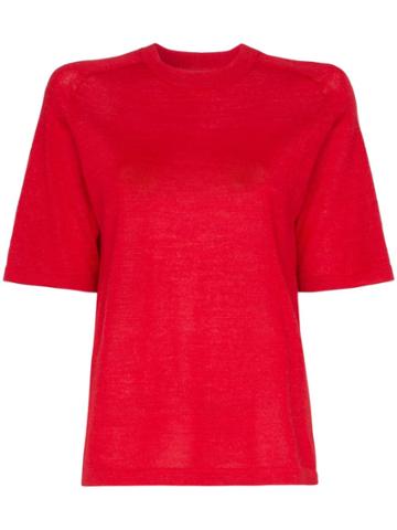 Carcel Short Sleeve Alpaca Wool T-shirt - Red